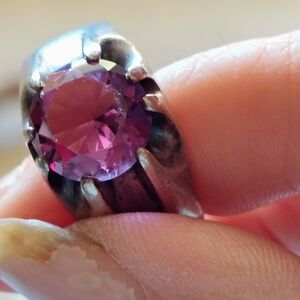 Rare Vintage Sterling Silver 11 Carat Purple Sapphire Ring - Size 12.5